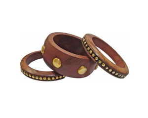 Nouveaux ensembles de bracelets en bois de luxe avec points en laiton, clous en laiton plaqué or fantaisie, bijoux en bois de qualité supérieure pour femme - Product Image 1