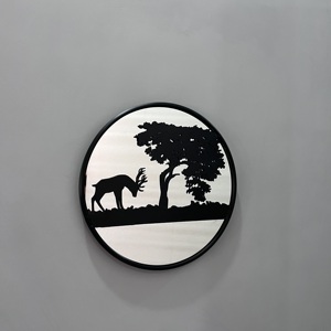 Modern Deer Tree Wall Mirror Round <b>Metal</b> <b>Frame</b> Decorative Wall Hanging Mirror Home Decor Wall Art - Product Image 4