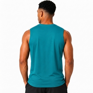 Men's <b>Red</b> Sleeveless Tank Top Crew Neck Solid Color Breathable Knitted 100% Polyester 220g <b>Silk</b> Screen Printed High Street - Product Image 2