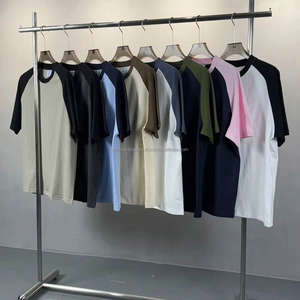 T-shirt de haute qualité en coton noir 100% avec contraste de couleur, style streetwear, manches courtes raglan, pour homme, été - Product Image 1