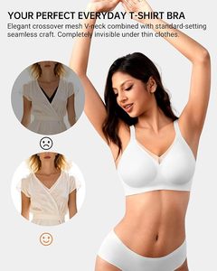 Sujetador Deportivo Blanco con Tirantes Finos y Cuello en V para Mujer, con Detalle de Malla sin Costuras, Soporte Medio, Transpirable, para Yoga y Ejercicio - Product Image 5
