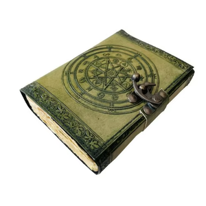 Diario de Cuero Genuino Wiccan Clásico con Grabado de Hechizos Mágicos, Cuaderno de Bocetos Hecho a Mano con Borde Desflecado, Diseño de Libro Vintage - Product Image 4
