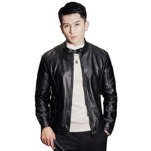 Chaqueta de Motociclista de Cuero Personalizable para Hombre, Estilo Urbano de Invierno, con Logotipo en Relieve, Piel de Vaca y Tela de Lona - Product Image 2