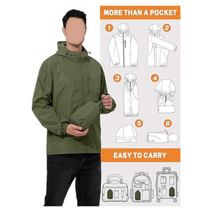 เสื้อแจ็คเก็ตปั่นจักรยานผู้ชาย กันน้ำ กันลม เสื้อกันฝน น้ำหนักเบา พับเก็บได้ มีฮู้ด สำหรับวิ่ง เดินป่า กิจกรรมกลางแจ้ง เสื้อกันลม เสื้อกันฝน - Product Image 4