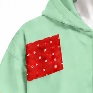 Sweat à capuche zippé vert menthe en patchwork, coupe oversize, avec patchs imprimés, style streetwear décontracté - Product Image 6