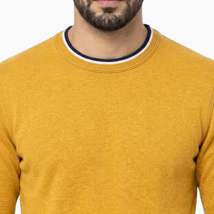 เสื้อสเวตเชิ้ตผู้ชายสีเหลือง คอกลม ทรงปกติ ผ้าถัก สีพื้น สวมใส่สบายๆ สำหรับฤดูใบไม้ร่วง แขนยาว - Product Image 3