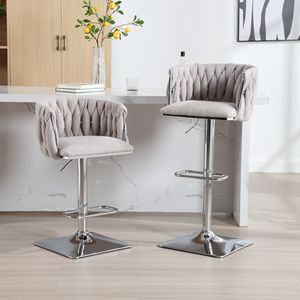 2 PC/SET Tabourets de bar vintage avec dossier confortable et repose-pieds à hauteur de comptoir Chaises de salle à manger pour un look élégant - Product Image 2