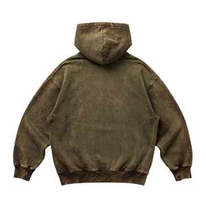 Sweat à capuche oversize délavé à l'acide avec motif camouflage, poche kangourou, capuche à cordon et poignets côtelés pour le streetwear - Product Image 2