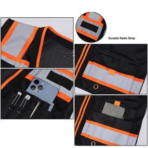 Paquete de 5 chalecos de malla ligeros de color negro liso para hombre, chaleco de seguridad adecuado para carreteras, sitios industriales, inspecciones, ropa de trabajo, chaleco para hombre - Product Image 4
