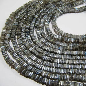 Perles carrées Heishi en labradorite naturelle, 4 mm, fil de perles de pierres précieuses, 8 pouces de long - Product Image 5