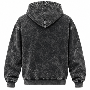 Sweat à capuche en molleton surdimensionné, brodé sur mesure, effet délavé et usé |   Fabricant de sweats à capuche en coton premium pour hommes, style streetwear - Product Image 2