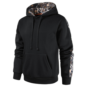 Sudadera con Capucha de Camuflaje Negra para Hombre, Manga Larga con Bolsillo, Ropa Casual para Exteriores - Product Image 1