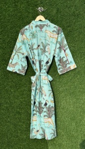 Safari Style Floral Print V-neck Kimono Loose Three Quarter Sleeve One Size Eco-Friendly Ankle-Length Vacation Beach <b>Dress</b> - Product Image 6