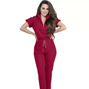 Conjunto de Uniforme Médico Personalizado al por Mayor para Mujer, Cuello en V, Elástico, con Pantalones Jogger, para Hospital, Consultorio Dental, Salón de Belleza - Product Image 4