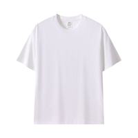 T-shirt Homme Col Rond Coupe Droite Ample Épaules Larges 100% Coton Coton Velours Côtelé Épais 150 Grammes Blanc Marque USA avec Impression de Lettres et Logo Personnalisé