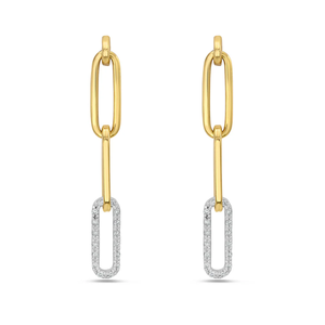 0.27 CT Lab Grown Diamond 18K Gold Link Earrings for Engagement-Luxury Modern Geometric Design - Product Image 1