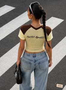 ONETEN APPARELS <b>Women</b> Y2K Ribbing Eco-friendly 100% Cotton <b>Tank</b> <b>Tops</b> V Neck Spaghetti Straps Logo Front Tee Brown Shoulder - Product Image 2