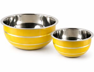 Stainless Steel Mixing Bowl <b>Set</b> Yellow Color Modern Wedding Dishwasher Safe Deep Kitchen Bowl for Cooking <b>Baking</b> Serving Salad - Product Image 2