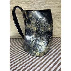 Handcrafted Buffalo Horn Viking <b>Drinkware</b> Natural Finish for Mead or Beer Wholesale Option Available - Product Image 6