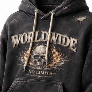 Factory Direct Distressed <b>Black</b> <b>Hoodie</b> for <b>Men</b> - Wholesale Custom Bulk Purchase Options Available - Product Image 4