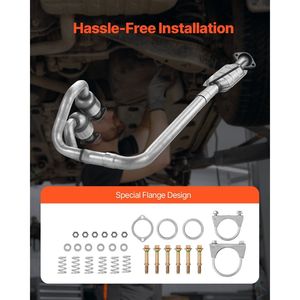 Set di 2 Convertitori Catalitici in Acciaio Inox Compatibili con Jeep Wrangler 4.0L L6 2004-2006, Sostituzione Anteriore e Posteriore OE 645174 - Product Image 6