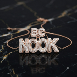 Unisex Hip Hop Style Custom Rose Gold Plated 925 <b>Silver</b> Block <b>Initial</b> Letter Moissanite Diamond Charms Big Pendant <b>Necklace</b>-Gift - Product Image 3