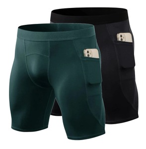 Shorts de compression pour homme en tissu Oxford uni, imperméables, écologiques, respirants et à séchage rapide pour la musculation - Product Image 1