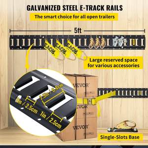 18PCS 5FT E-Tracks Set Kit de rails d'arrimage 4 rails en acier 2 fentes simples 6 anneaux toriques 4 anneaux d'arrimage 2 sangles à cliquet pour le fret - Product Image 3