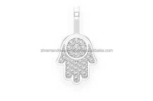 จี้รูปมือฮัมซาขนาดเล็กประดับเพชรทองคำ 14K แบบสั่งทำพิเศษ พร้อมหินธรรมชาติ สไตล์ฮิปฮอป เครื่องรางป้องกันภัย เครื่องประดับชั้นดีสำหรับผู้หญิง - Product Image 4