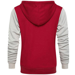 Survêtement à capuche pour homme, rouge et gris, avec blocs de couleur, manches longues, fermeture éclair sur le devant, vêtements de sport décontractés avec poches latérales, pour l'automne - Product Image 2