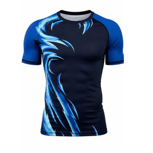 Camiseta Deportiva de Manga Corta con Estampado de Llamas Azules para Hombre, de Secado Rápido y Compresión, para Gimnasio, Fitness y Entrenamiento - Product Image 2