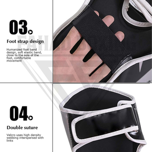 Nouvel Arrivage Protège-tibias en Cuir Blanc et Noir pour MMA, Kickboxing, Muay Thai, Arts Martiaux, avec Fermeture Auto-agrippante – Équipement de Boxe Protecteur - Product Image 4