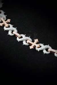 สร้อยข้อมือแบบ Iced Out Cross ทองคำแท้ 10K เงินแท้ เพชรเพาะเลี้ยง 7.5 กะรัต ผ่านการทดสอบ หนักแน่น สไตล์ฮิปฮอป ขายส่งจากโรงงาน - Product Image 6