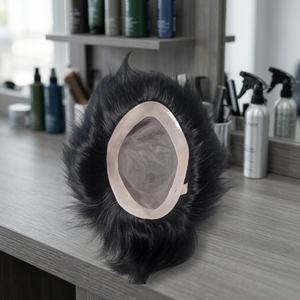 Toupet Taz Hair BD à base de dentelle mono, cheveux raides noirs, raie centrale, texture 28mm, cheveux indiens Remy, nœuds invisibles, densité 130% - Product Image 6