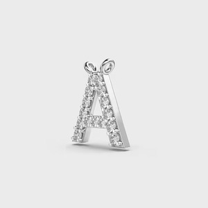 Custom Unique Design Rhodium Plated Silver Alphabet Pendant with Claw Setting Hip Hop Style Men's Necklace Without Chain - Product Image 2