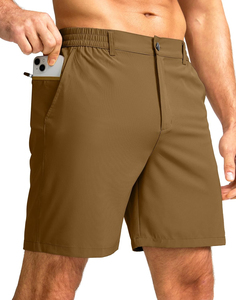 Shorts de golf pour hommes, coupe ajustée, tissu extensible doux, 95% polyester, 5% élasthanne, prix imbattable - Product Image 1