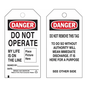 Étiquette de sécurité Brady DANGER - Ne pas utiliser - PVC flexible - Étiquette d'écriture - Signalisation de maintenance LOTO - Product Image 1
