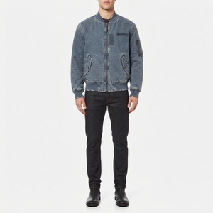 Mens <b>Vintage</b> Blue <b>Bomber</b> <b>Jacket</b> Streetwear Mens Winter <b>Jackets</b> Wholesale <b>Jacket</b> For Men Casual Fashion Zip Up Outerwear - Product Image 3