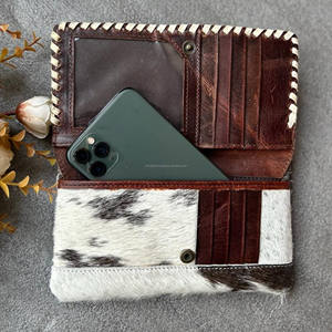 Cartera larga de cuero con herramientas a mano a la moda para mujer, cartera multifunción de cuero genuino para tarjetas de crédito, embrague de piel de vaca - Product Image 5