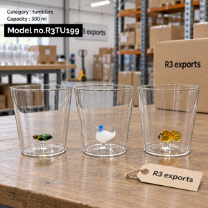 Vaso de Vidrio Aislado Resistente al Calor R3 Exports de 300 ml con Diseño Moderno, Regalos para Fiestas, Regalo Unisex, Pared Simple, Transparente - Product Image 1