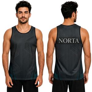 Camisetas Deportivas Ligeras y Transpirables de Malla Interlock de Poliéster de 220 GSM con Estampado de Rayas Grises Sublimadas Texturizadas - Product Image 1