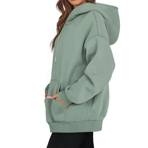 Sweat à capuche épais en molleton brossé pour femme, coupe longue, silhouette ample, usage quotidien, fournisseur OEM ODM - Product Image 4