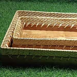 Juego de bandejas de diseño Industrial de concha de fregona con postre decorativo de madera Accica y bandejas para servir dulces para decoración de Eid Ramadan Diwali - Product Image 1