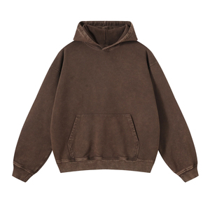 เสื้อฮู้ดดี้สโตนวอชผู้ชาย ทรงโอเวอร์ไซส์ ผ้าคอตตอนฟลีซหนานุ่ม ล้างสีแบบแอซิดวอช สไตล์วินเทจ ขาดๆ แบบดิสเทรส ชุดออกกำลังกาย ชุดกีฬา รับผลิตแบบ OEM พิมพ์ลายตามสั่ง - Product Image 6