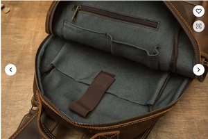 genuine leather laptop <b>backpack</b> handmade durable vintage stylish secure padded compartment spacious unisex travel college - Product Image 4