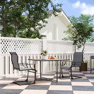 Ensemble de 2 chaises de salle à manger de patio gris clair C Spring, dossier haut, accoudoirs, 256 LBS, tissu respirant, structure métallique, mobilier de jardin - Product Image 2