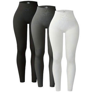 Leggings Deportivos de Cintura Alta para Mujer, Ajustados, 180g, Spandex/Nylon, Tejido Sólido, Antibacterianos, Transpirables, Costura Doble Gruesa - Product Image 1