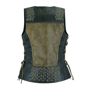 Women's Handmade Leather <b>Vest</b> Genuine Cowhide Custom Logo Factory Price Wholesale Manufacturer - Product Image 4