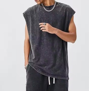 240g Unisex Cotton Heavy Acid Wash Blank Sleeveless O-Neck <b>Tank</b> <b>Tops</b> Quick Dry Breathable Eco-Friendly <b>Loose</b> Fit Women - Product Image 5