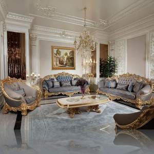 Juego de Sofás Clásicos de Lujo, Tallados en Caoba, con Esponja, en Forma de L, para Apartamentos y Hoteles, Diseño Tradicional Indonesio - Product Image 1